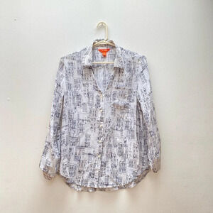 JOE FRESH - Silk City Scape Button Down Blouse